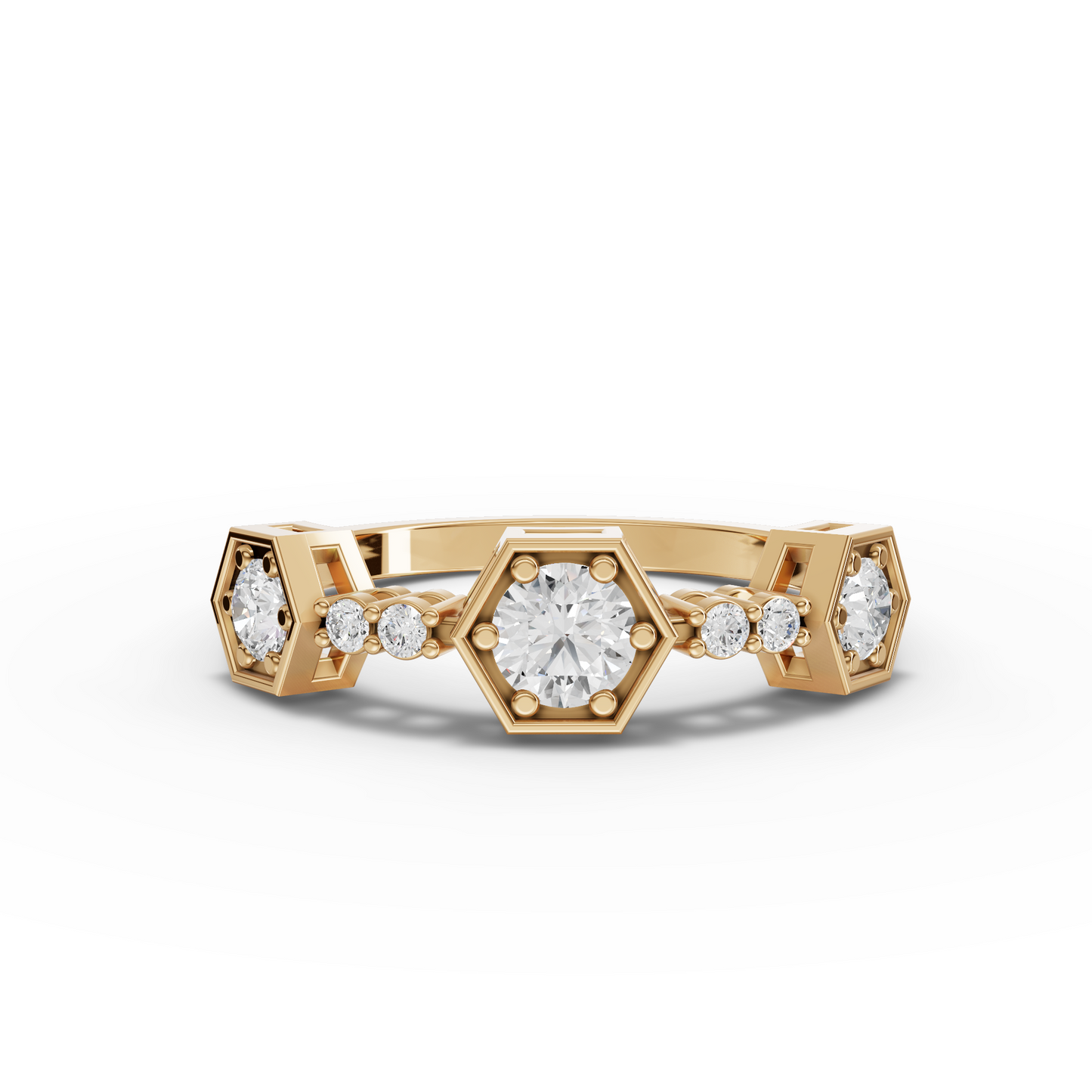 Hexagon Geometric Moissanite Diamond Half Eternity Band