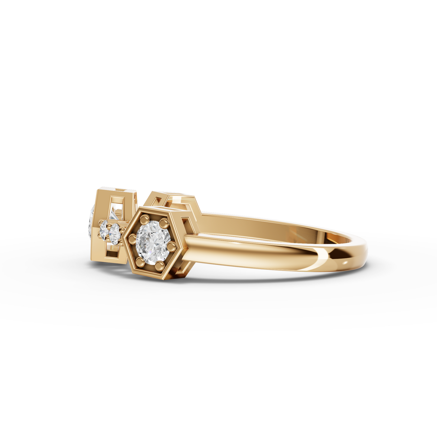 Hexagon Geometric Moissanite Diamond Half Eternity Band