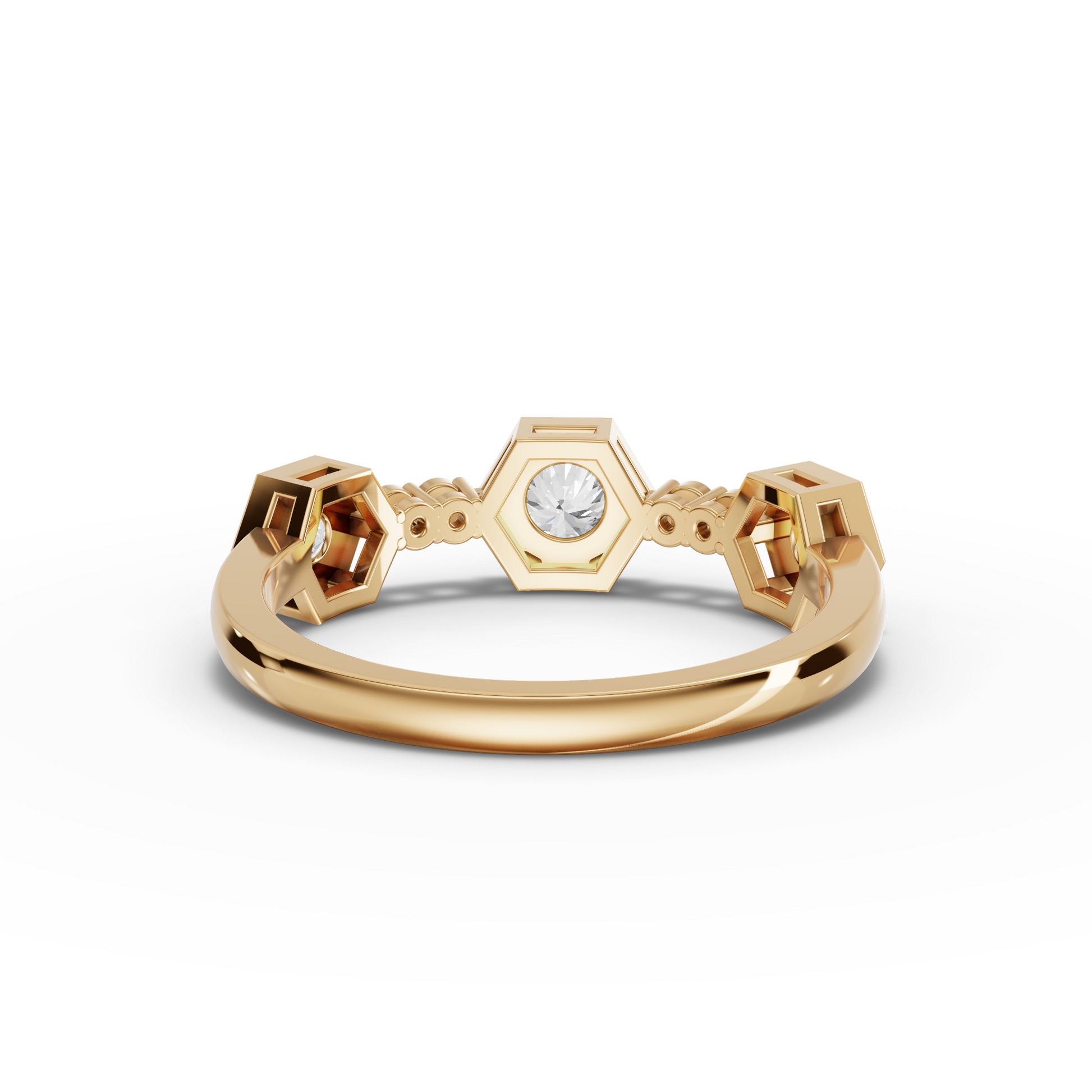 Hexagon Geometric Moissanite Diamond Half Eternity Band