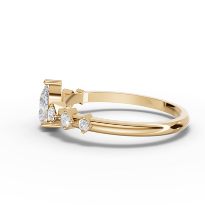 Pear Moissanite Diamond Solitaire Accent Ring