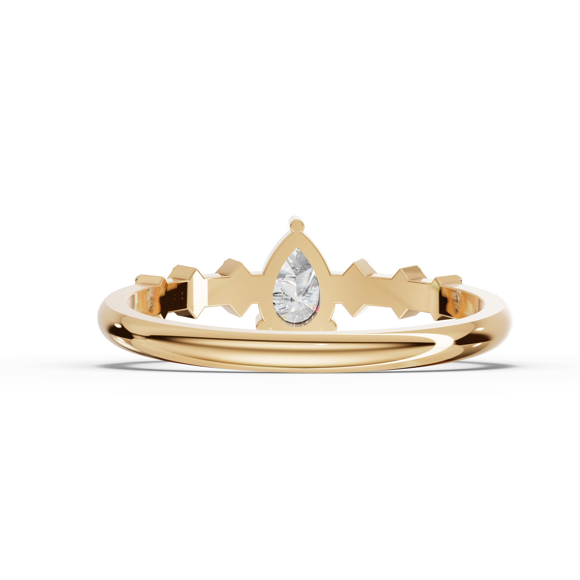 Pear Moissanite Diamond Solitaire Accent Ring