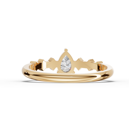 Pear Moissanite Diamond Solitaire Accent Ring
