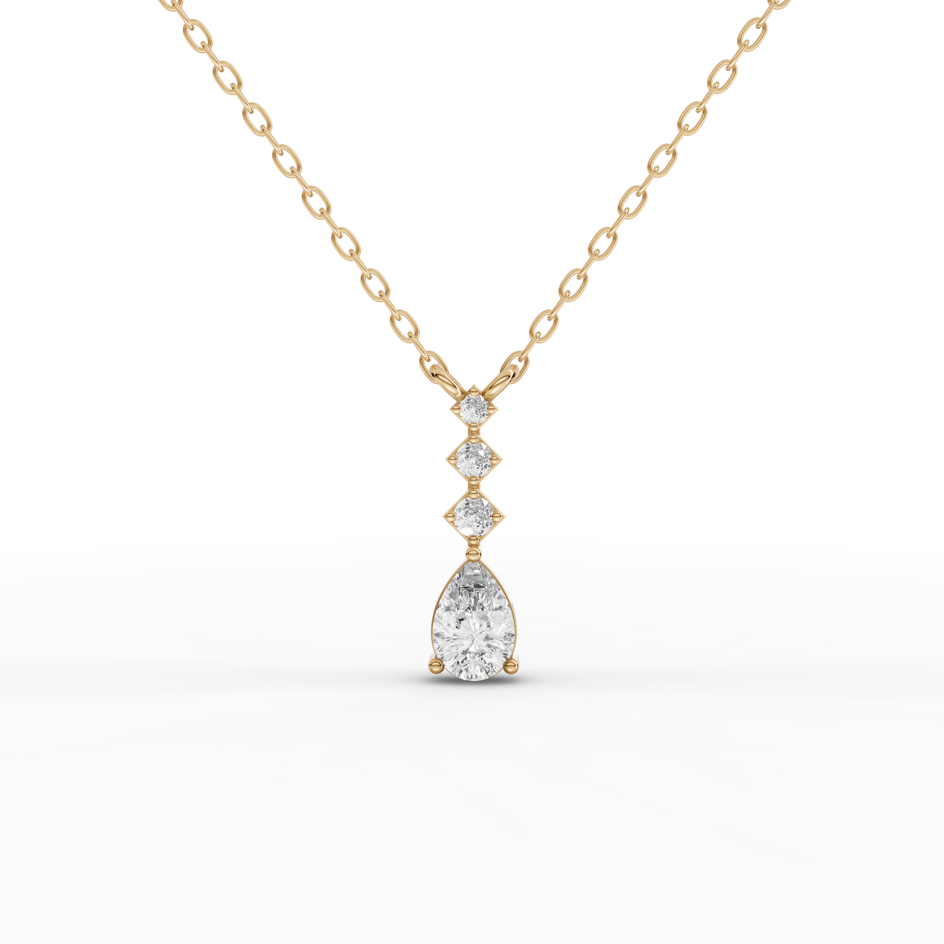 Pear-Cut Geometric Drop Moissanite Diamond Necklace