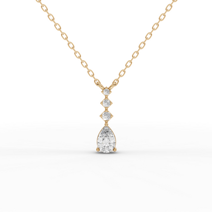 Pear-Cut Geometric Drop Moissanite Diamond Necklace
