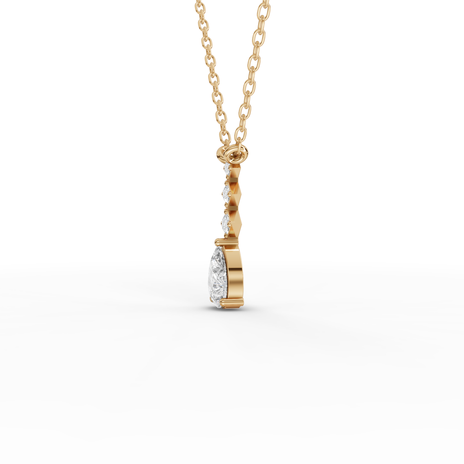 Pear-Cut Geometric Drop Moissanite Diamond Necklace