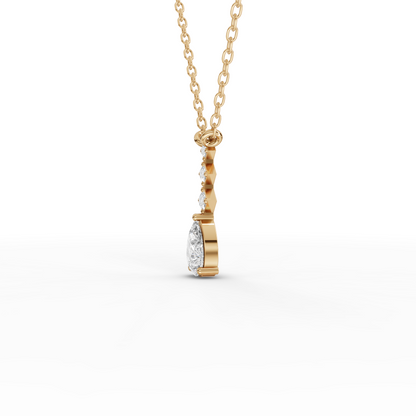 Pear-Cut Geometric Drop Moissanite Diamond Necklace