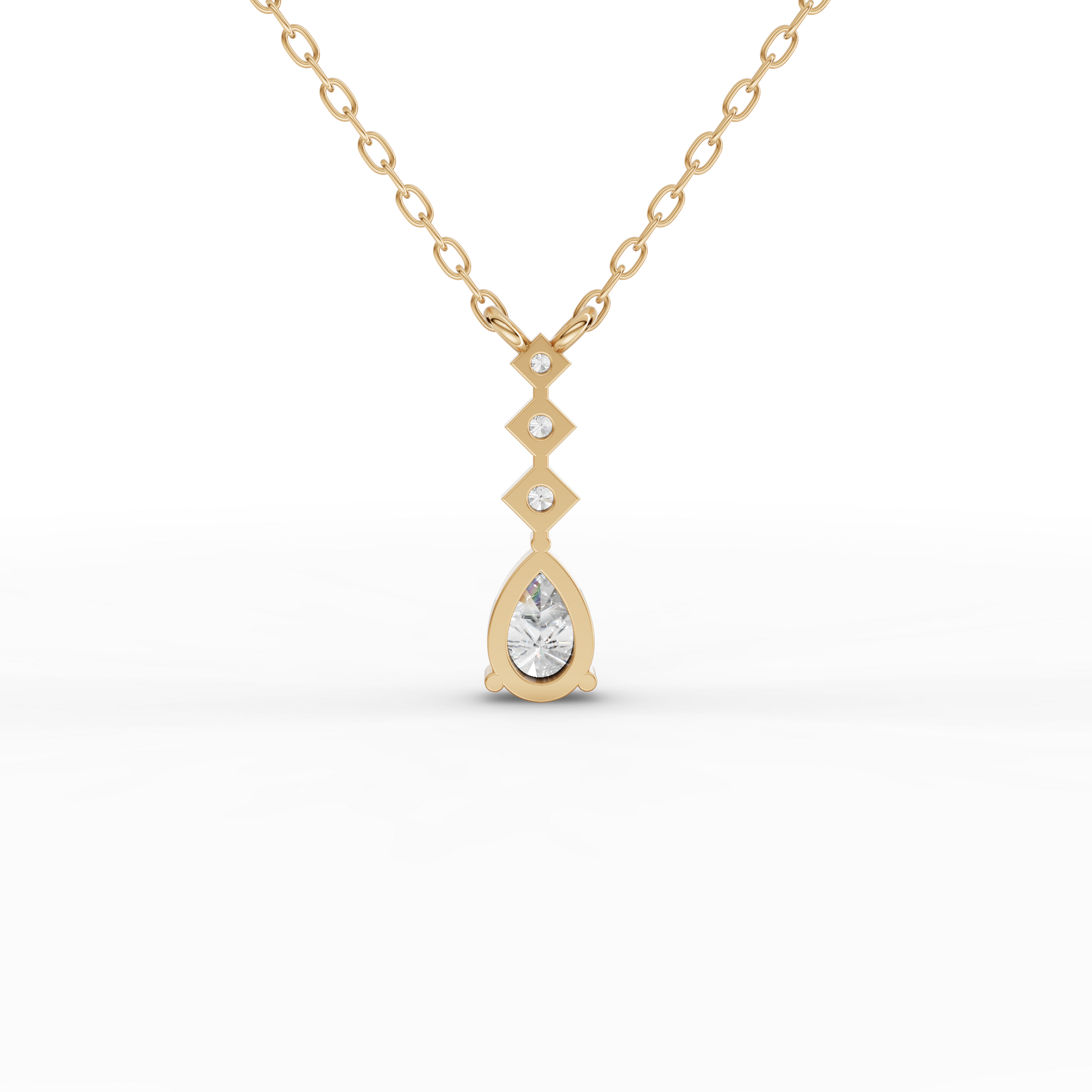 Pear-Cut Geometric Drop Moissanite Diamond Necklace