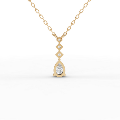 Pear-Cut Geometric Drop Moissanite Diamond Necklace