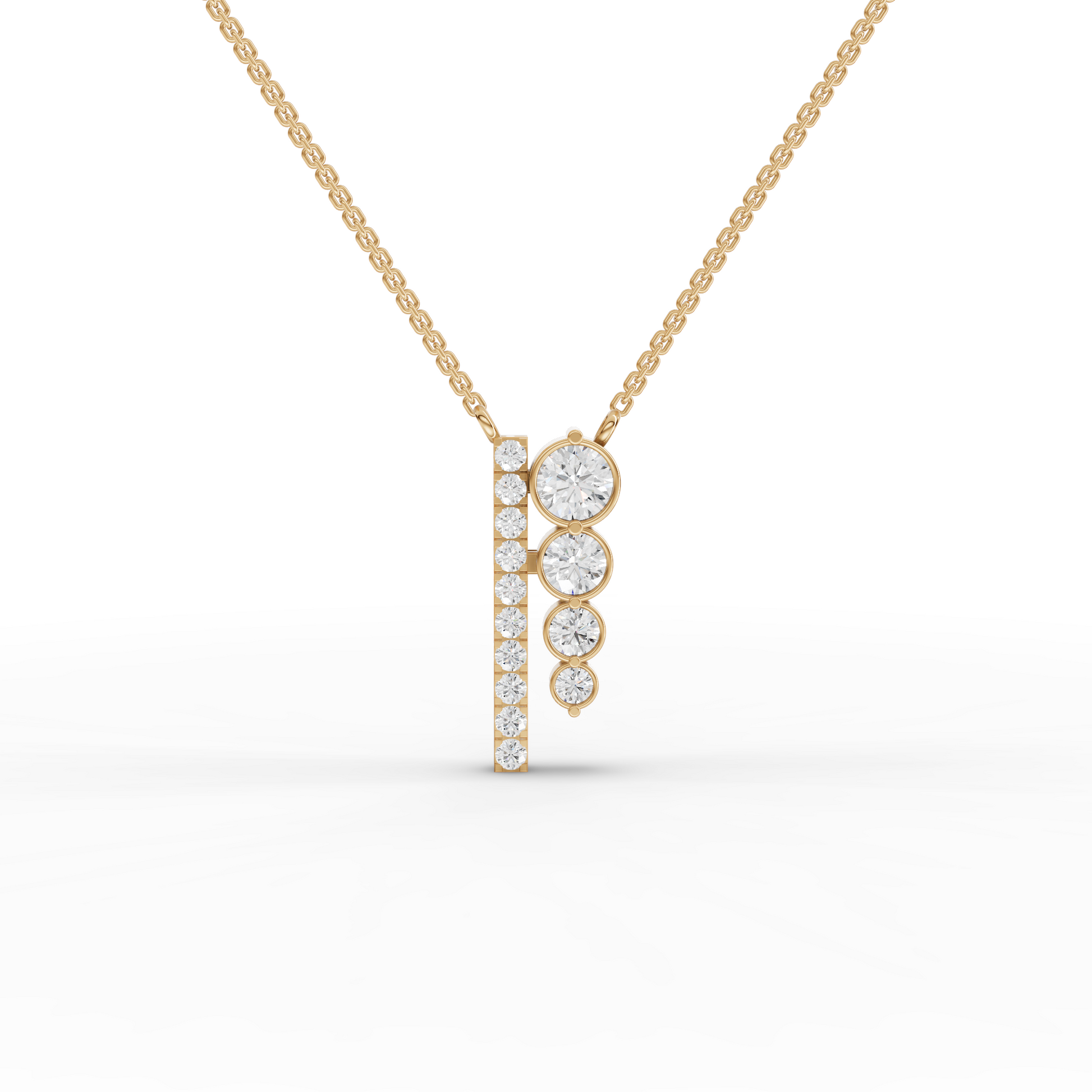 Asymmetric Moissanite Diamond Bar Drop Necklace