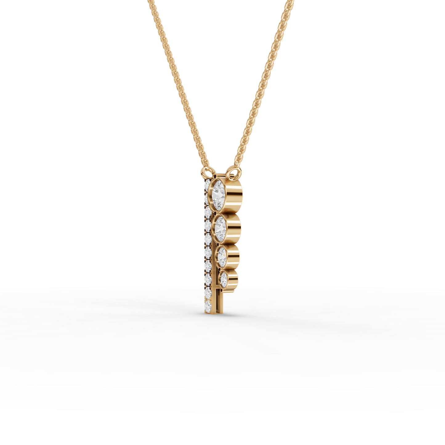 Asymmetric Moissanite Diamond Bar Drop Necklace