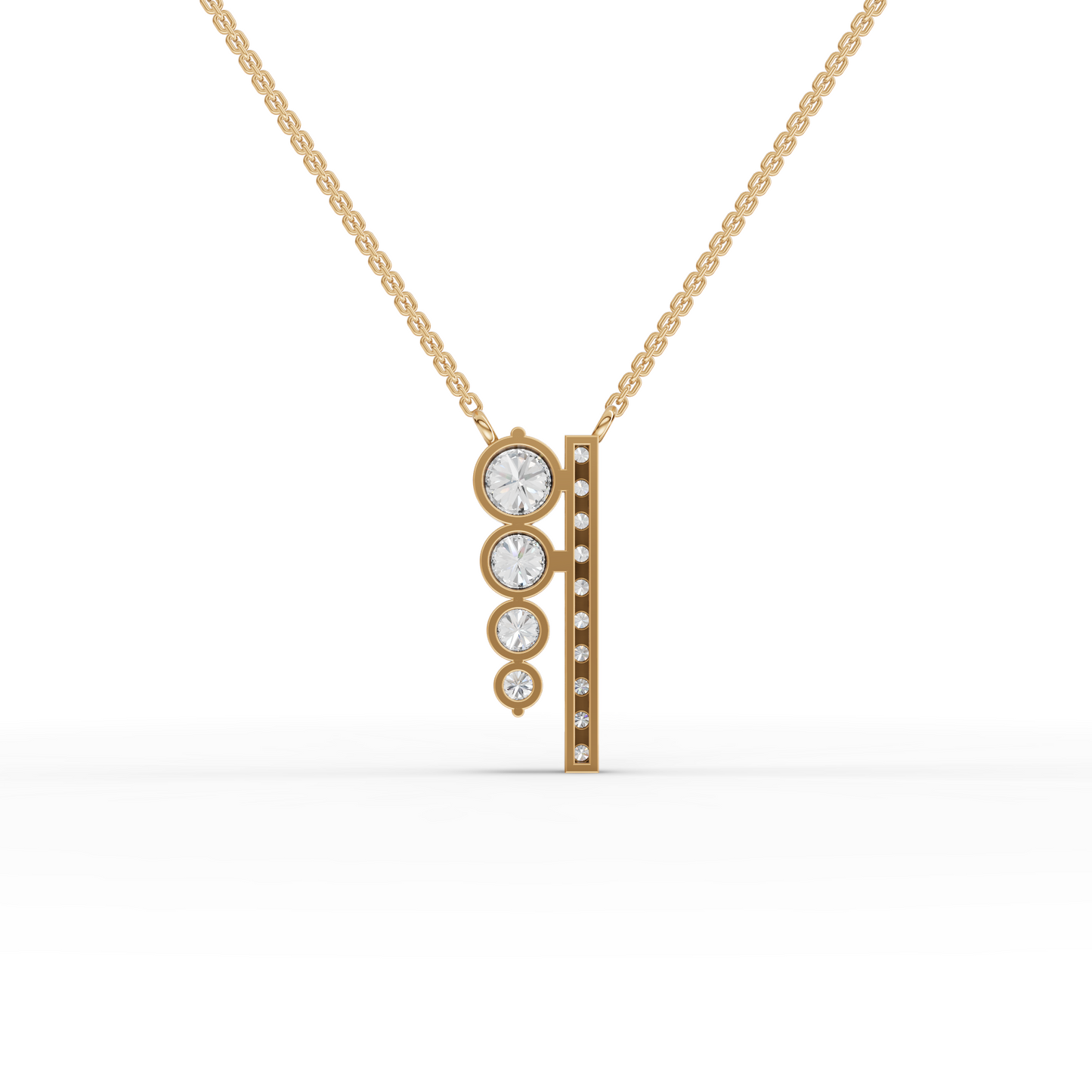 Asymmetric Moissanite Diamond Bar Drop Necklace