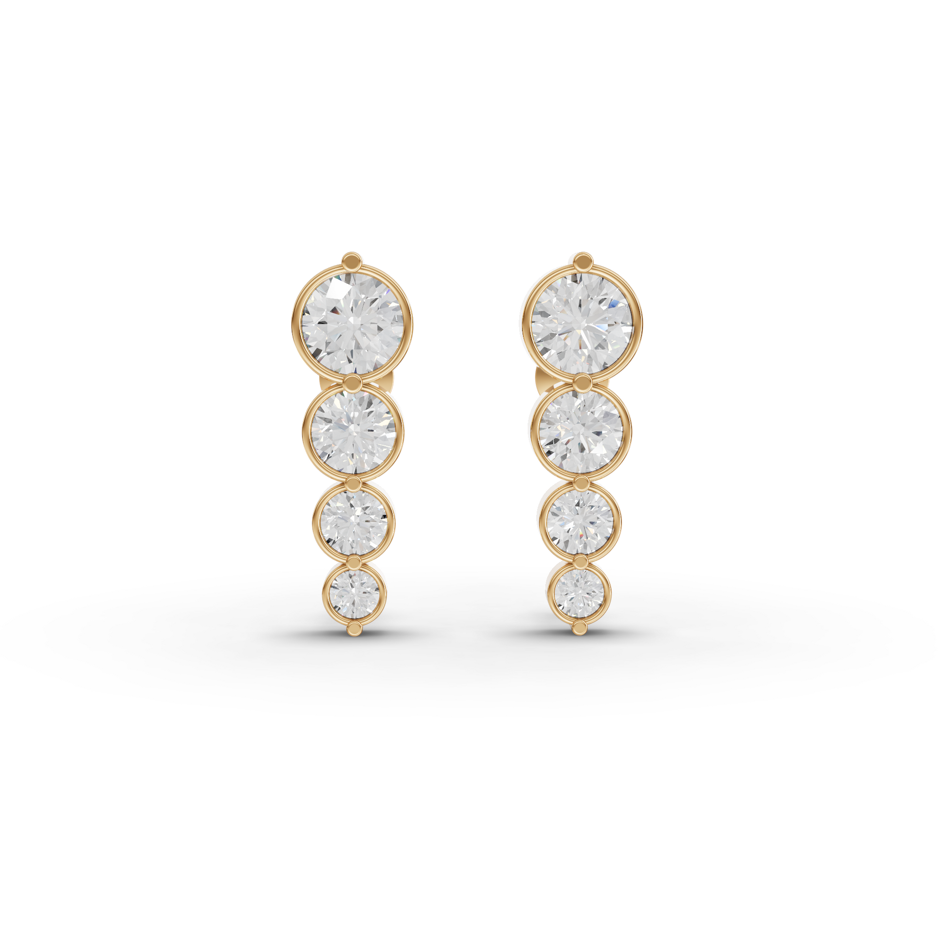 Graduated Round Moissanite Diamond Drop Earrings