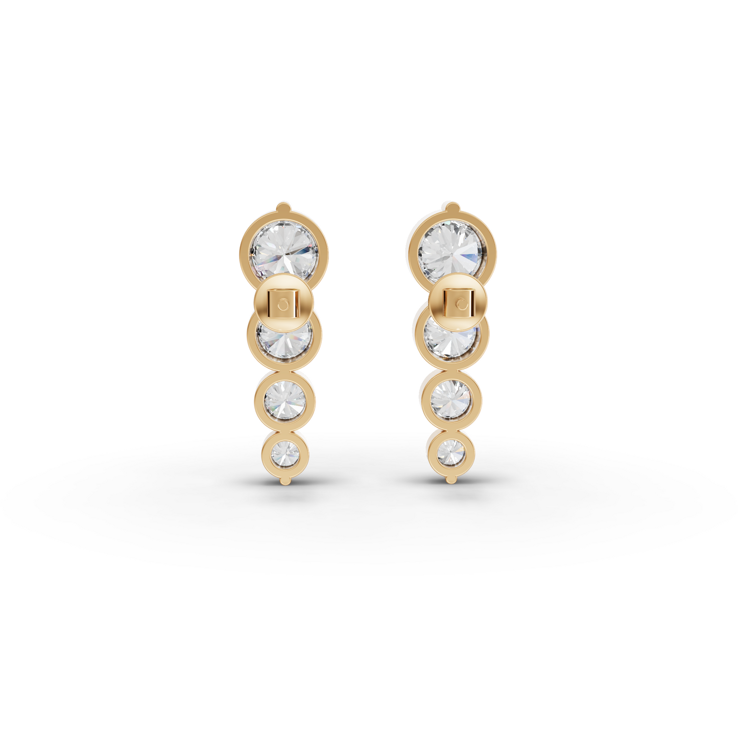 Graduated Round Moissanite Diamond Drop Earrings