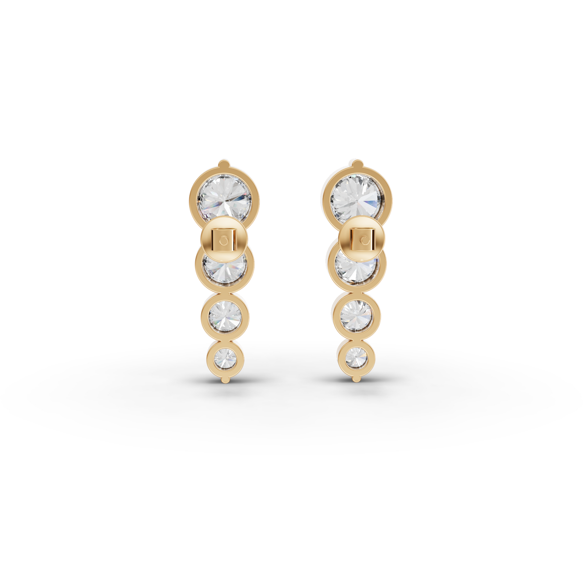 Graduated Round Moissanite Diamond Drop Earrings