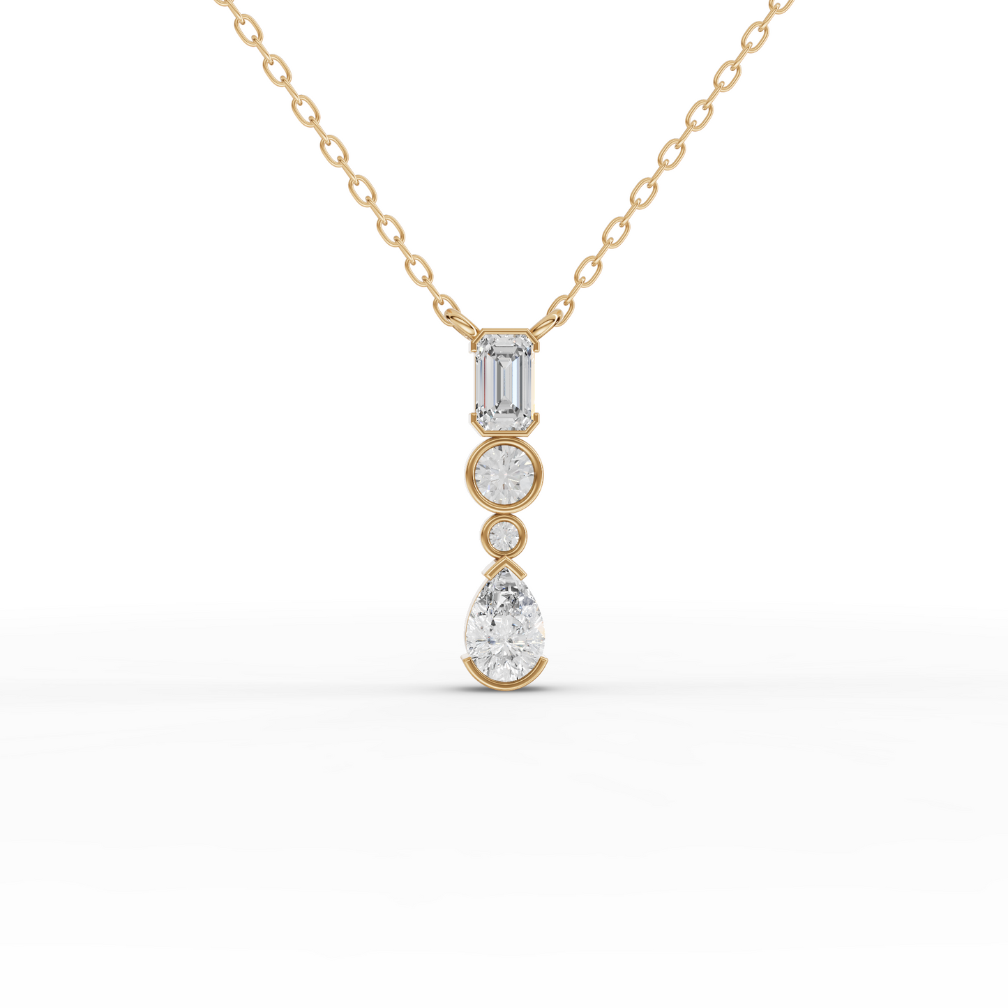 Mixed-Shape Vertical Drop Moissanite Diamond Necklace