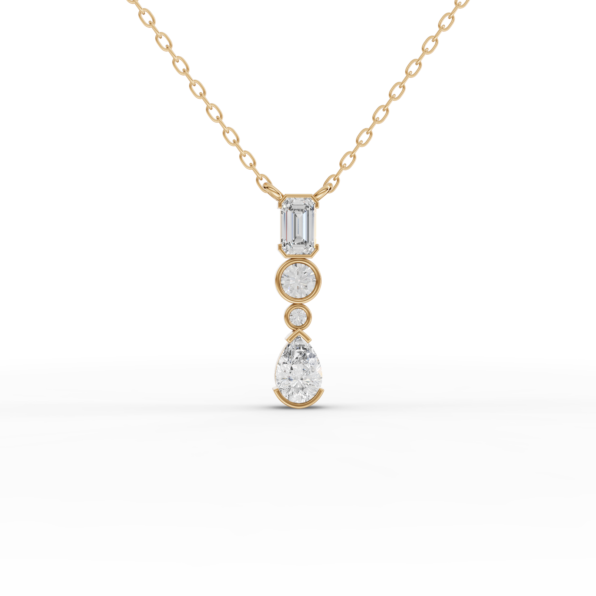 Mixed-Shape Vertical Drop Moissanite Diamond Necklace