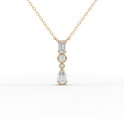 Mixed-Shape Vertical Drop Moissanite Diamond Necklace