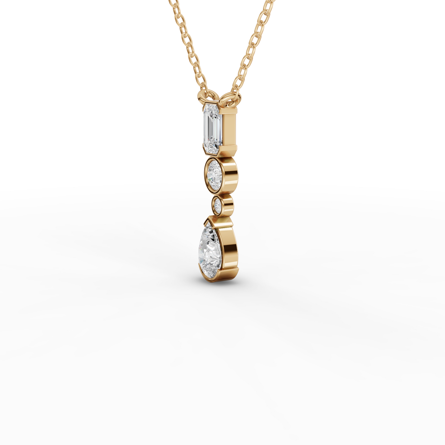 Mixed-Shape Vertical Drop Moissanite Diamond Necklace