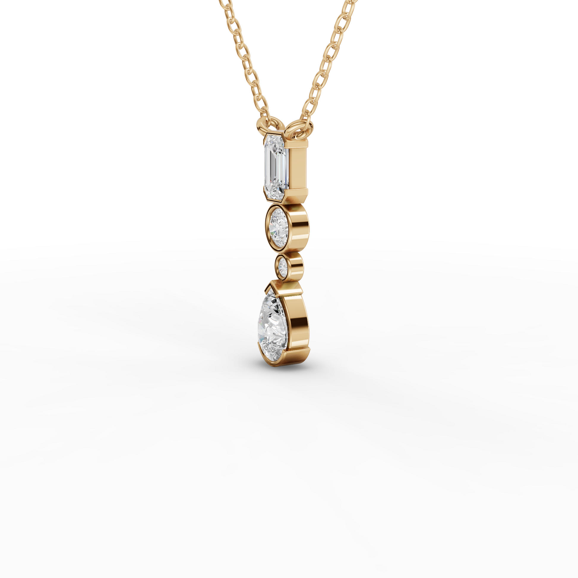 Mixed-Shape Vertical Drop Moissanite Diamond Necklace