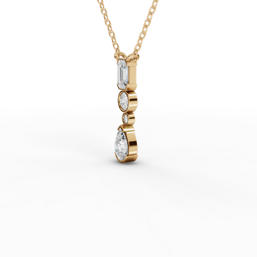 Mixed-Shape Vertical Drop Moissanite Diamond Necklace