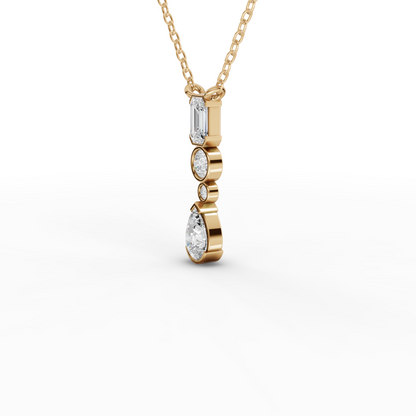 Mixed-Shape Vertical Drop Moissanite Diamond Necklace