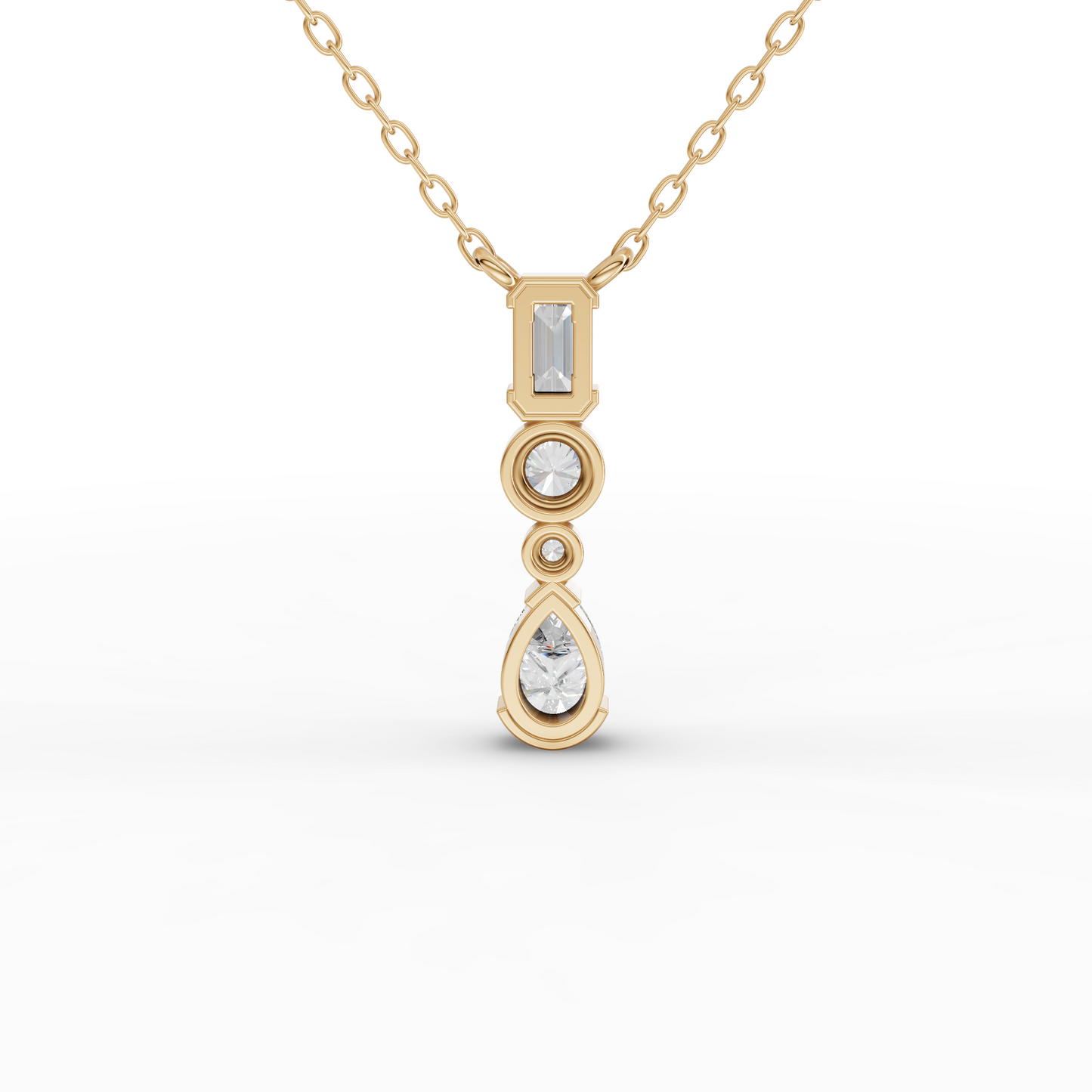 Mixed-Shape Vertical Drop Moissanite Diamond Necklace