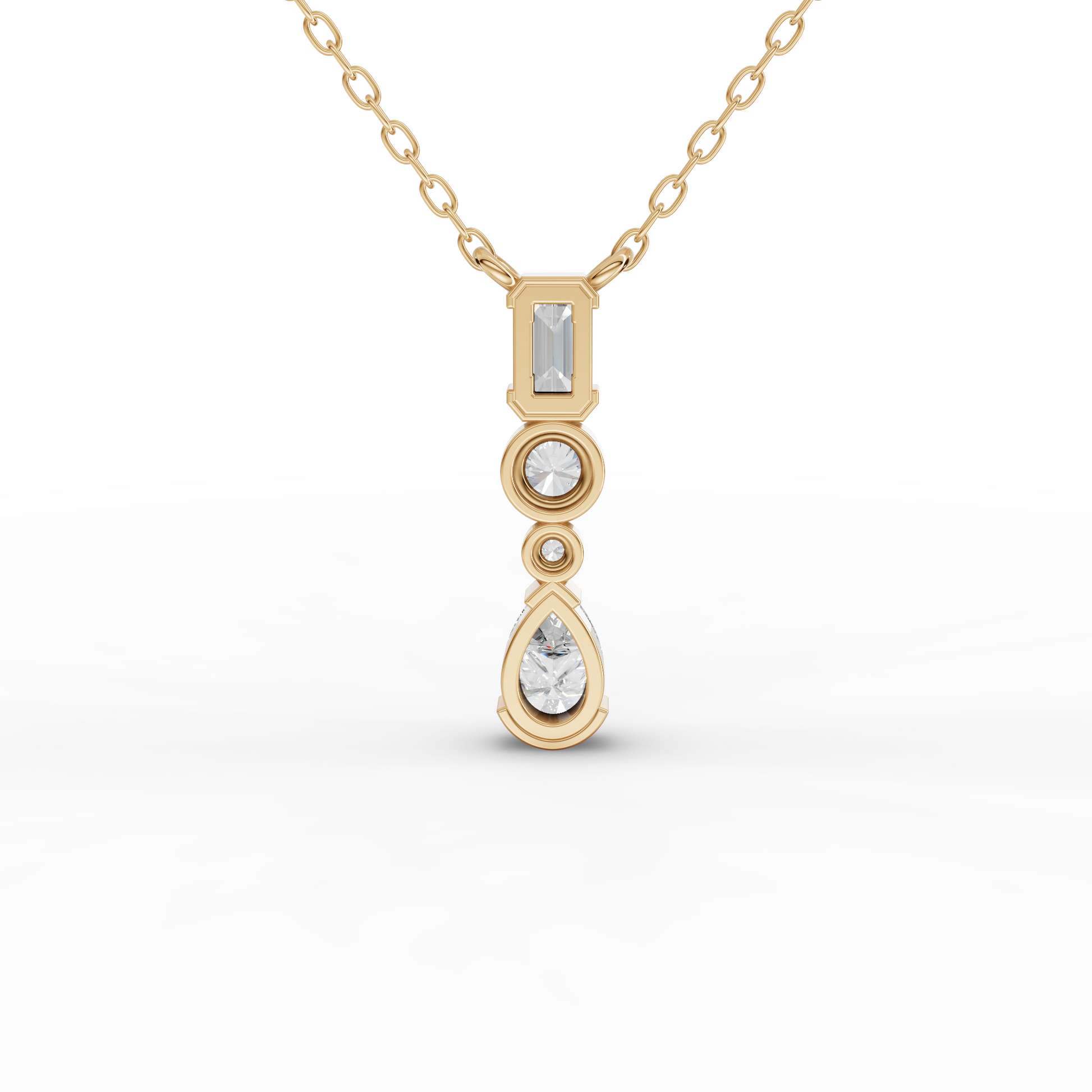 Mixed-Shape Vertical Drop Moissanite Diamond Necklace