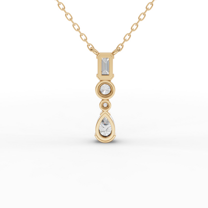 Mixed-Shape Vertical Drop Moissanite Diamond Necklace