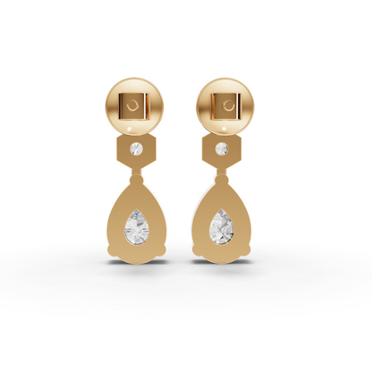 Pear Drop Moissanite Diamond Earrings With Hexagon Accents