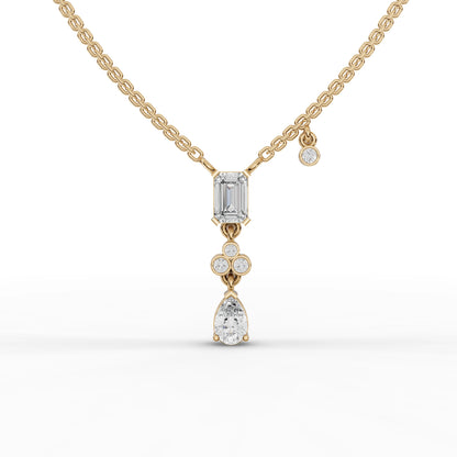 Emerald & Pear Moissanite Diamond Drop Necklace