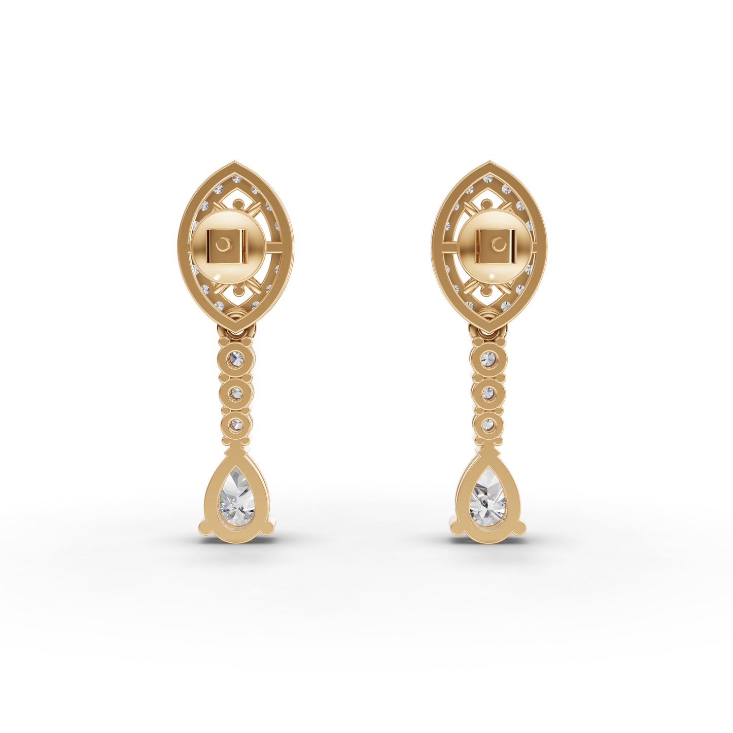 Marquise Halo Pear Drop Moissanite Diamond Earrings