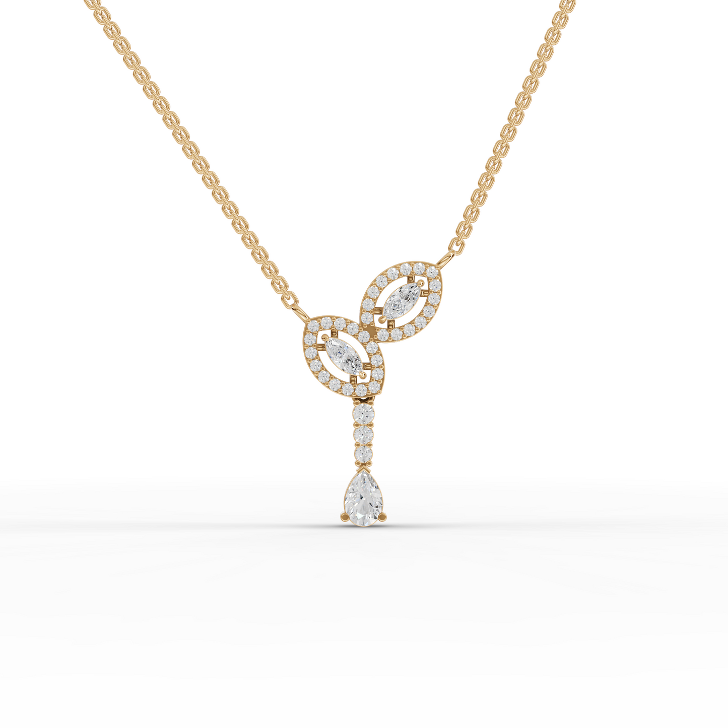 Marquise Halo Pear Drop Moissanite Diamond Necklace