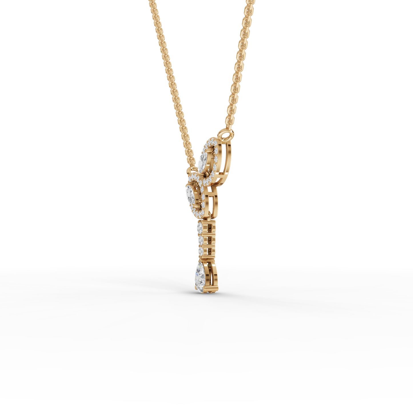 Marquise Halo Pear Drop Moissanite Diamond Necklace