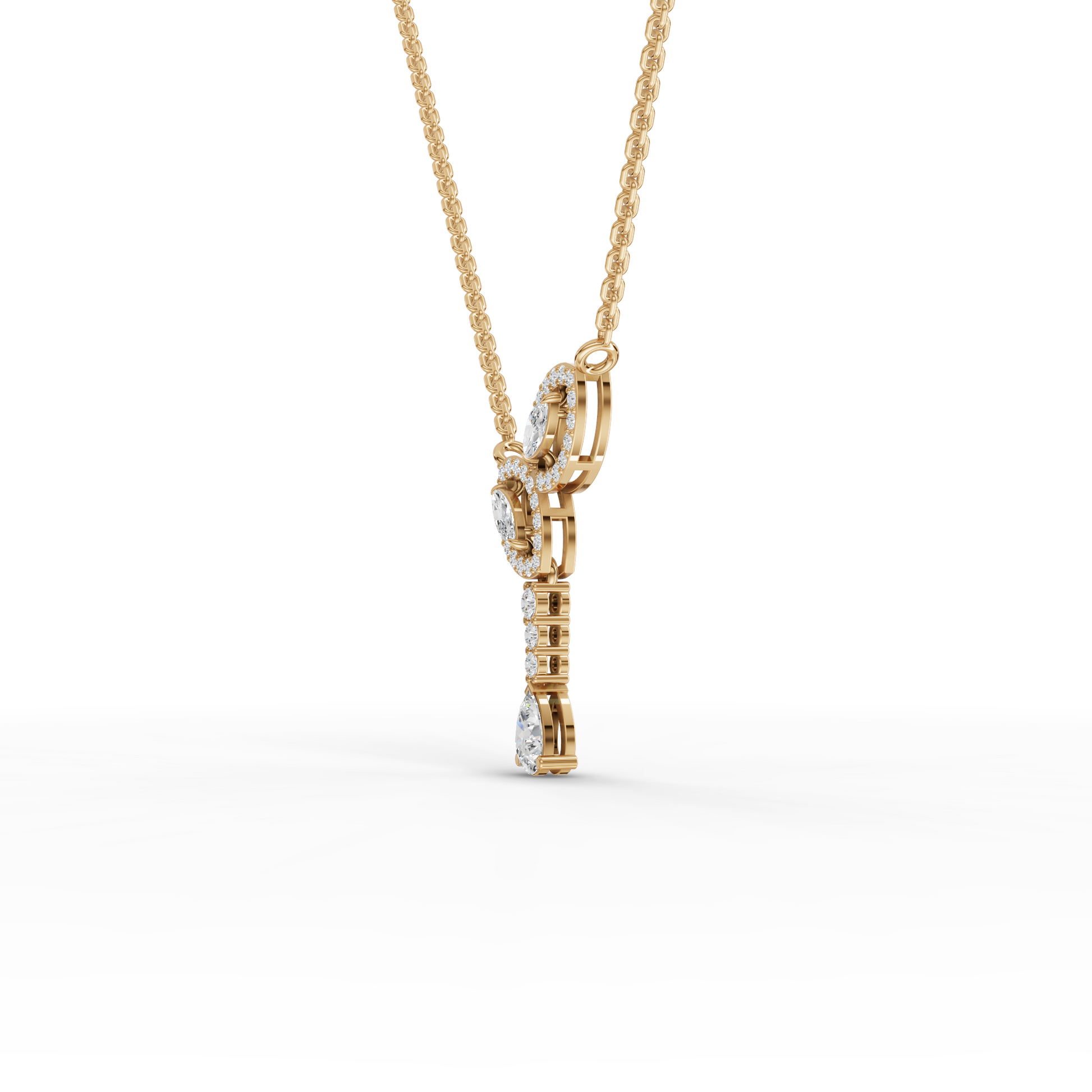 Marquise Halo Pear Drop Moissanite Diamond Necklace