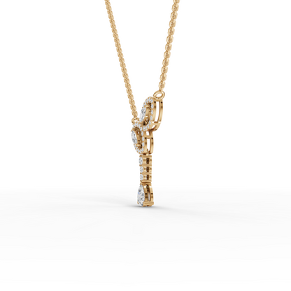 Marquise Halo Pear Drop Moissanite Diamond Necklace