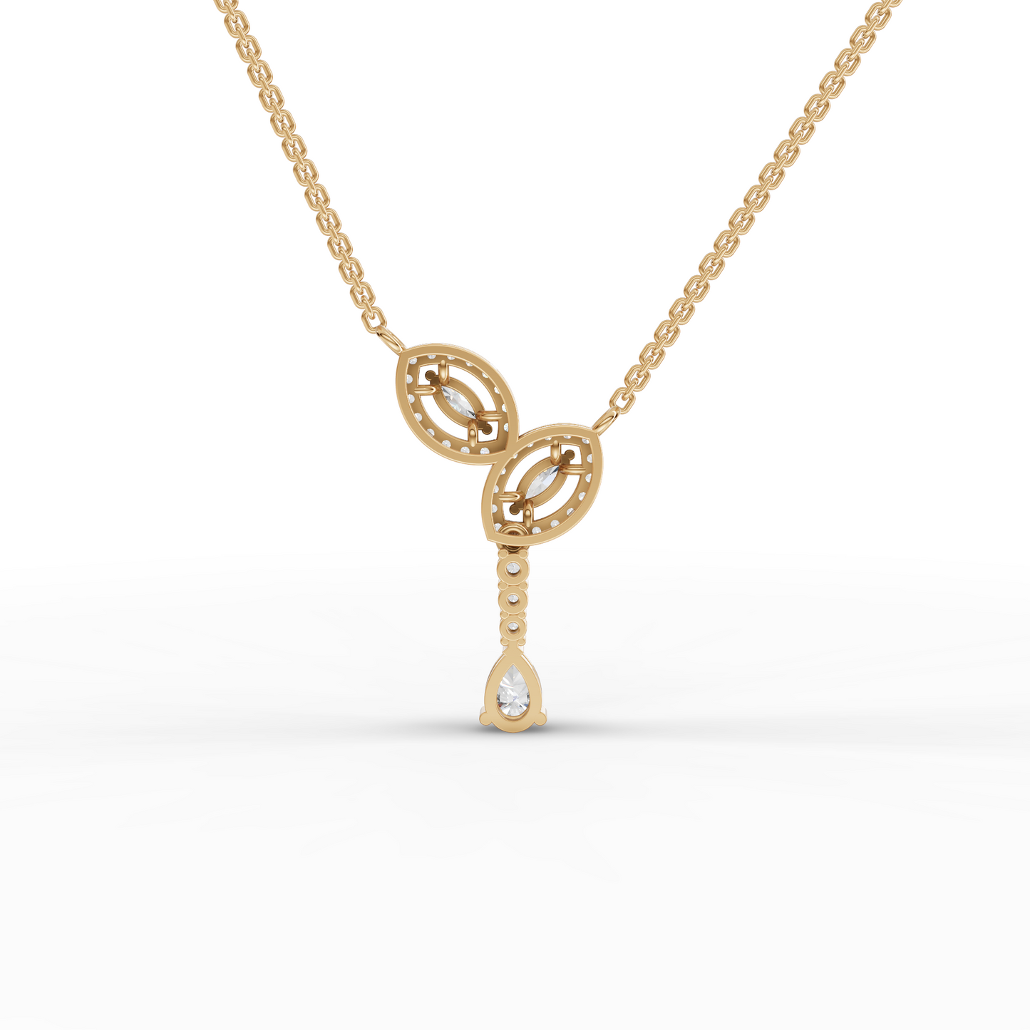 Marquise Halo Pear Drop Moissanite Diamond Necklace