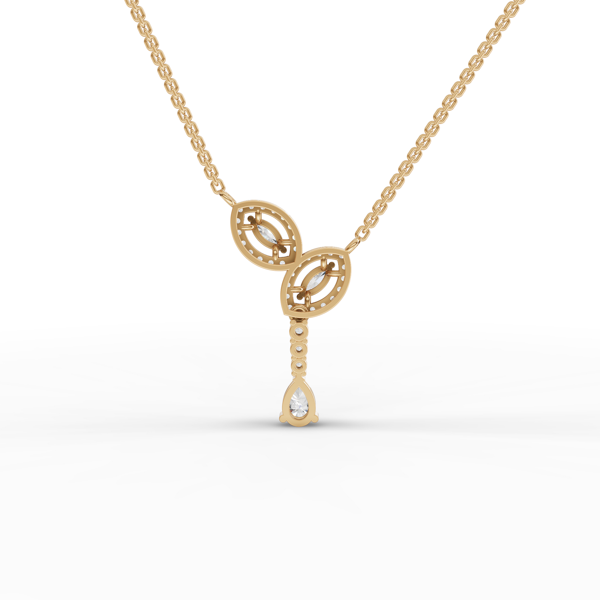 Marquise Halo Pear Drop Moissanite Diamond Necklace