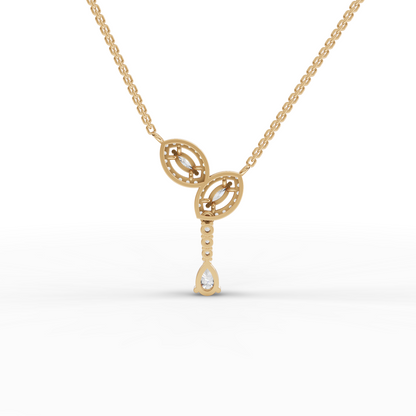 Marquise Halo Pear Drop Moissanite Diamond Necklace