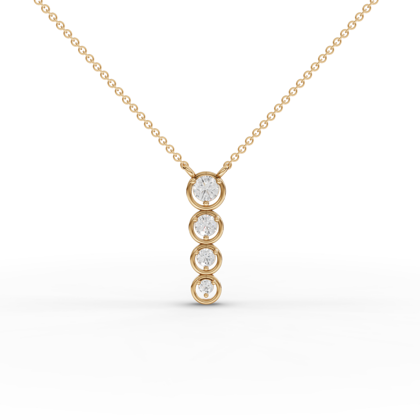 Round Bezel Vertical Drop Moissanite Diamond Necklace