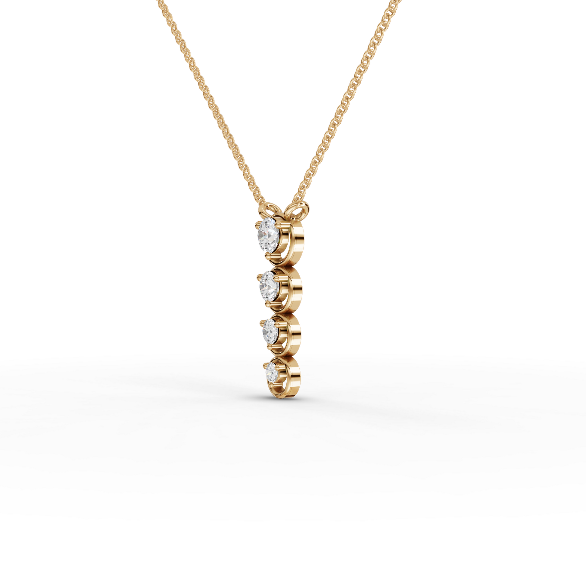 Round Bezel Vertical Drop Moissanite Diamond Necklace