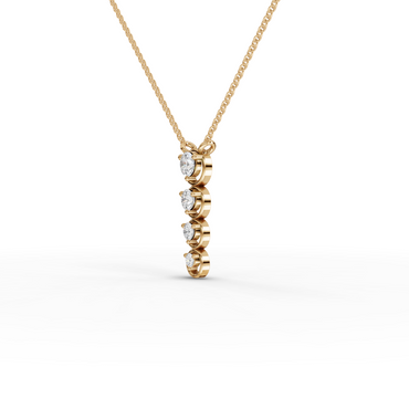 Round Bezel Vertical Drop Moissanite Diamond Necklace