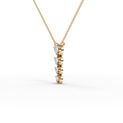 Round Bezel Vertical Drop Moissanite Diamond Necklace