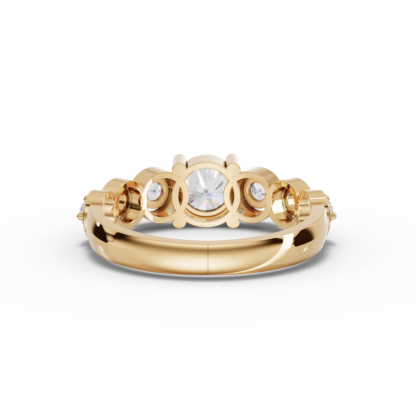 Round Solitaire Side Stone Moissanite Diamond Ring