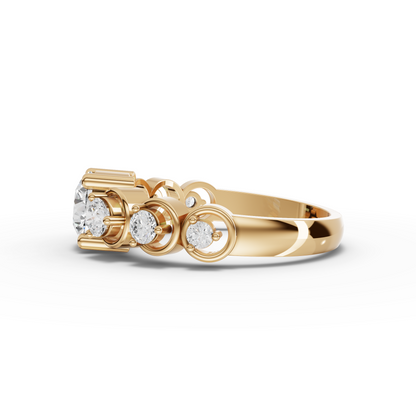 Round Solitaire Side Stone Moissanite Diamond Ring