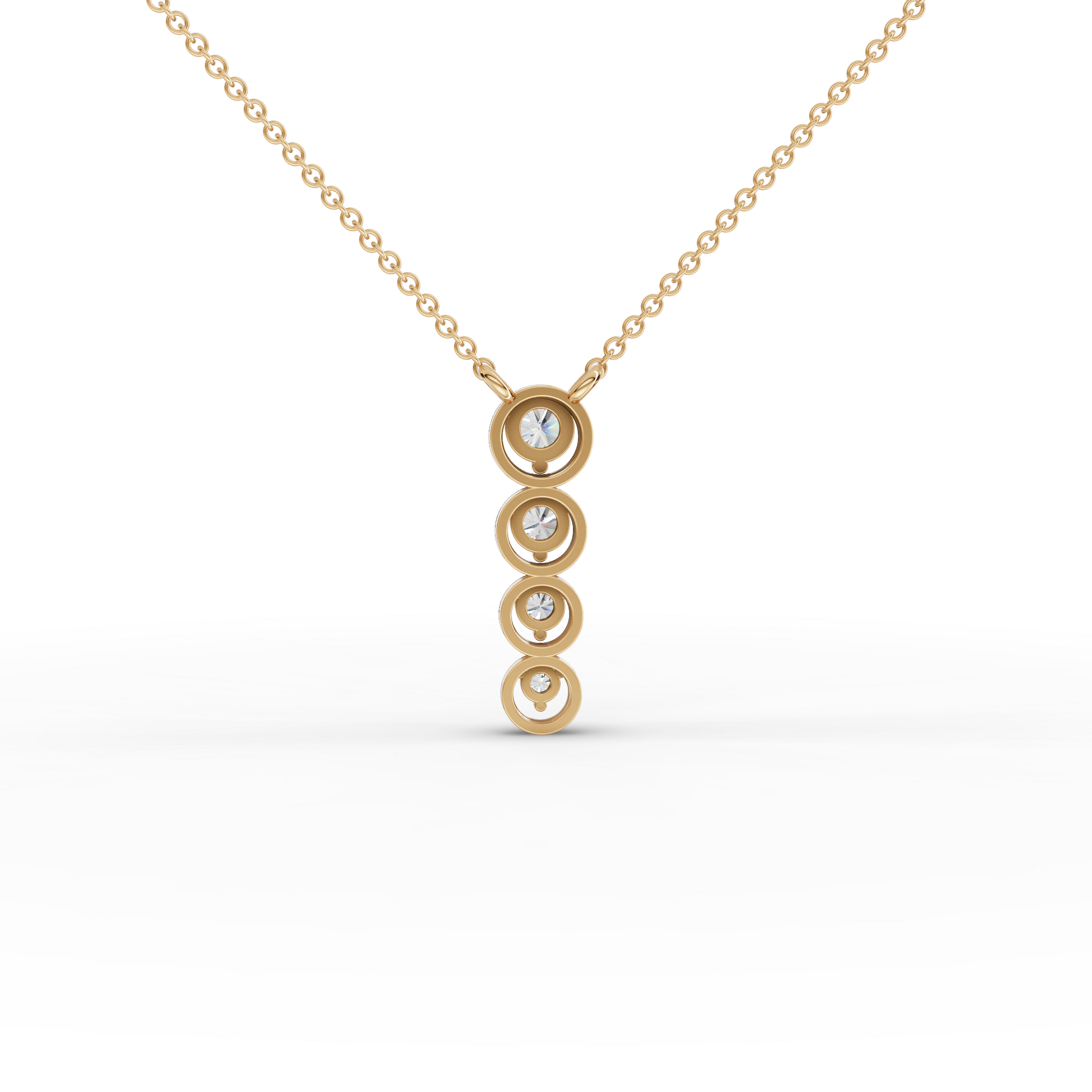 Round Bezel Vertical Drop Moissanite Diamond Necklace