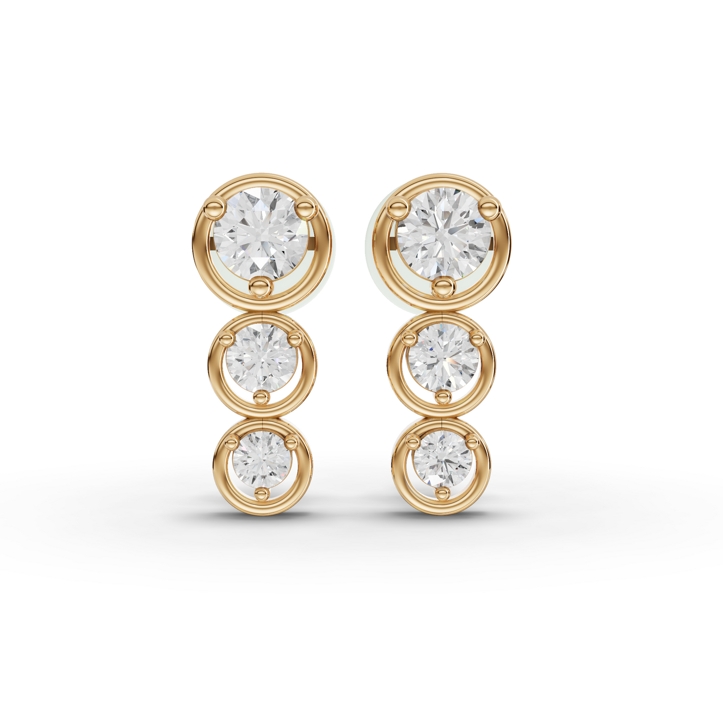 Bezel Vertical Drop Moissanite Diamond Earrings