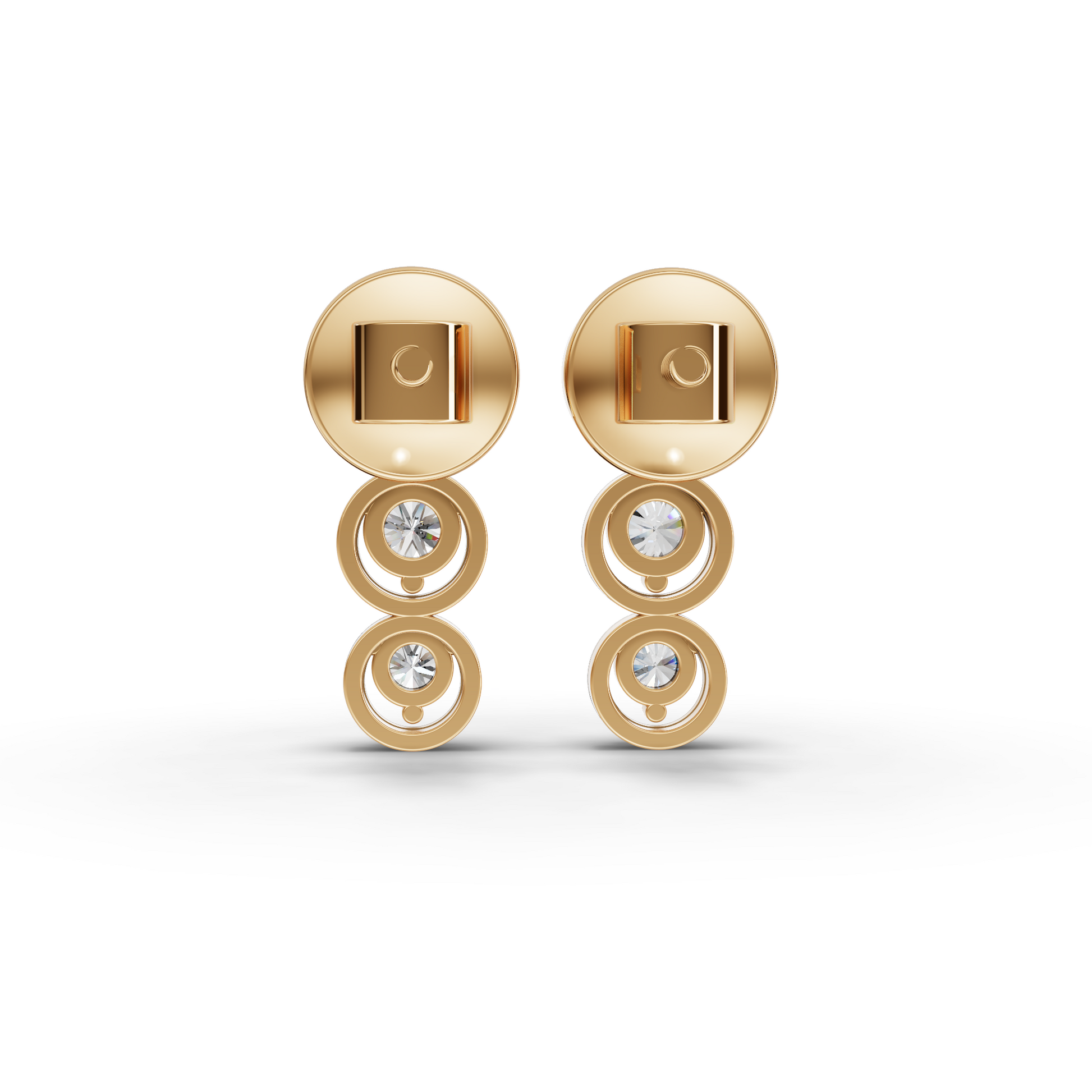 Bezel Vertical Drop Moissanite Diamond Earrings