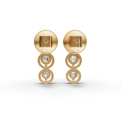 Bezel Vertical Drop Moissanite Diamond Earrings