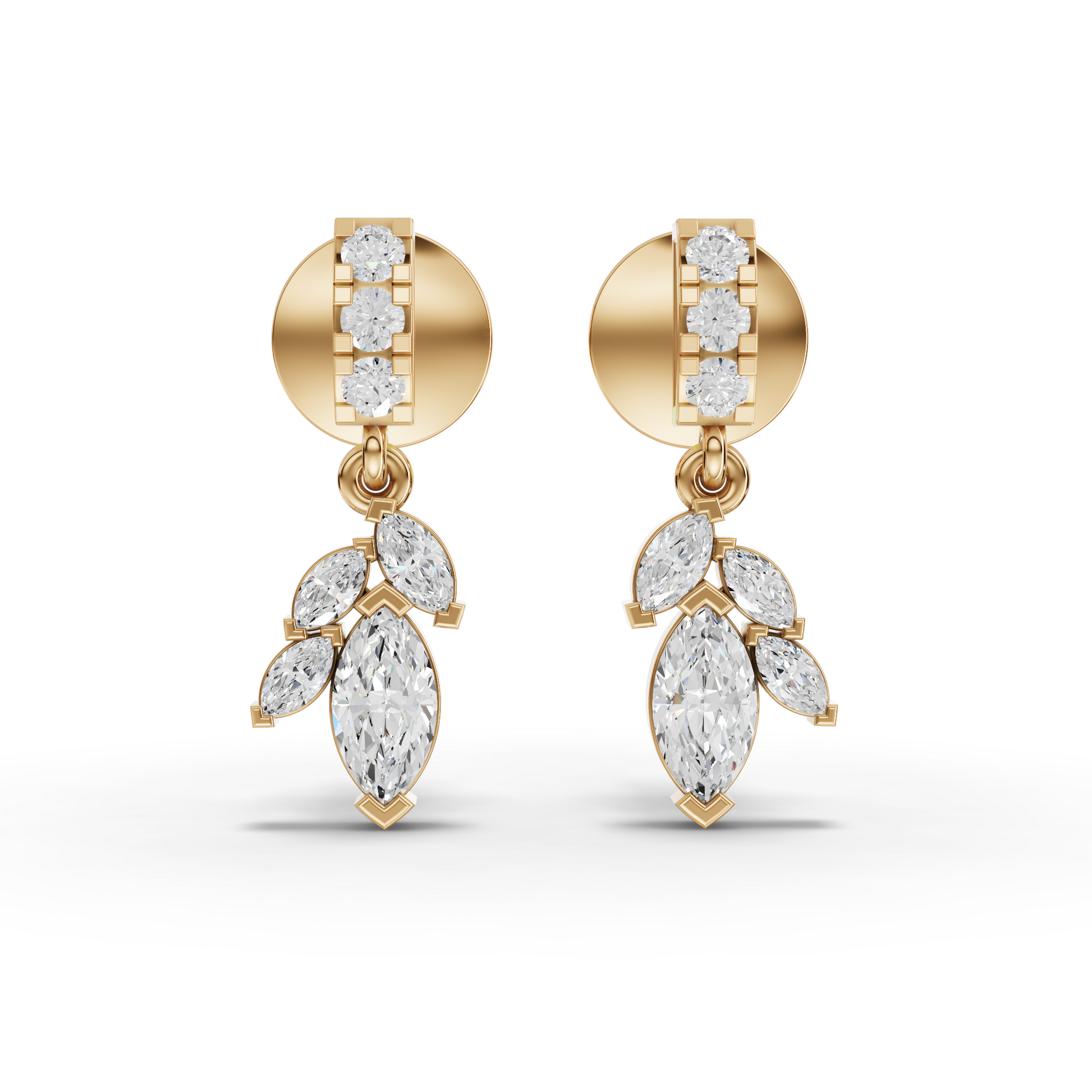 Marquise Cluster Drop Moissanite Diamond Earrings
