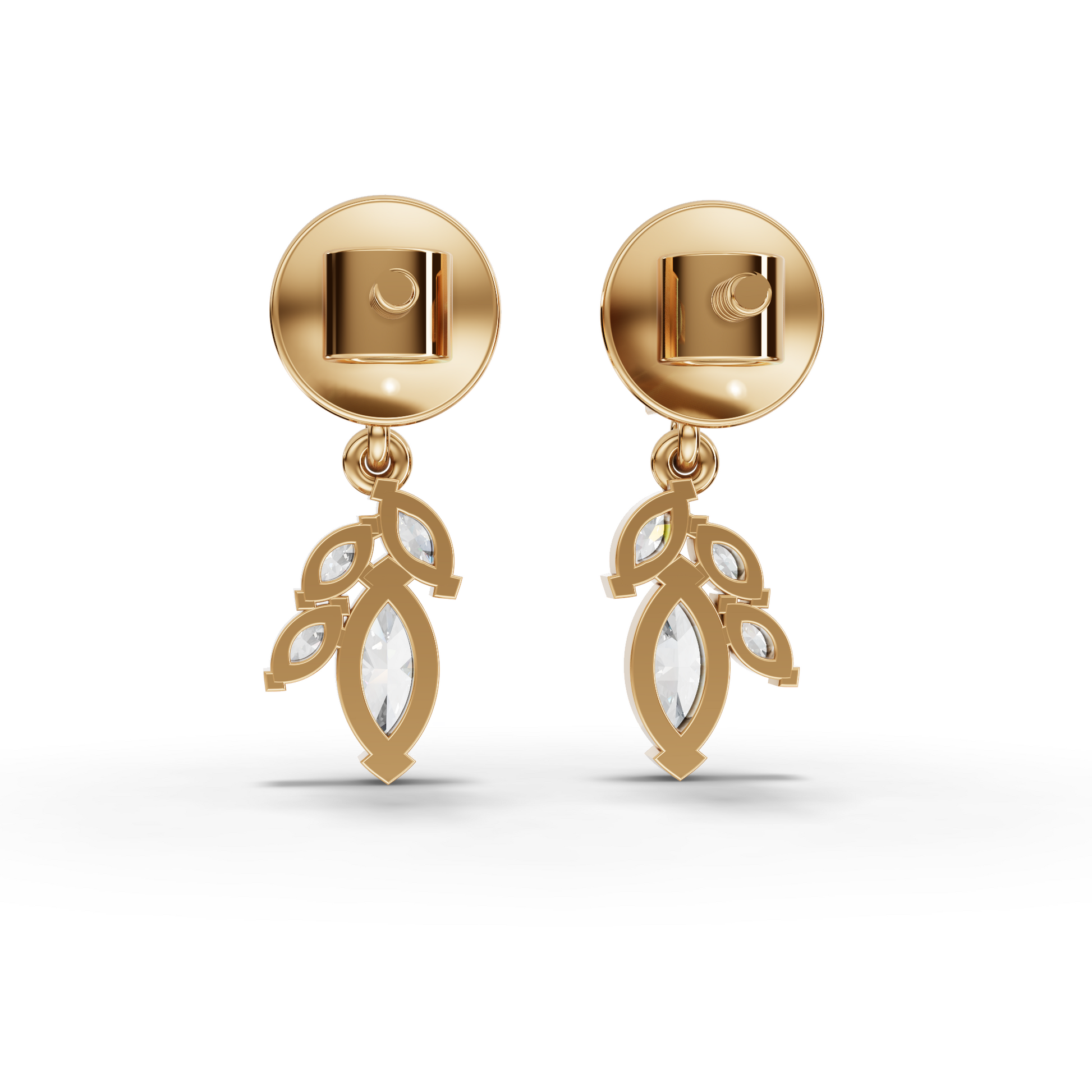 Marquise Cluster Drop Moissanite Diamond Earrings